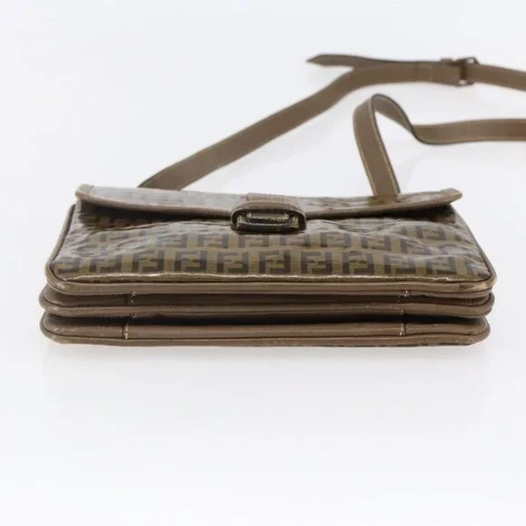 Authentic FENDI Zucchino Canvas Shoulder Bag Coated Canvas Beige - Picture 12 of 16